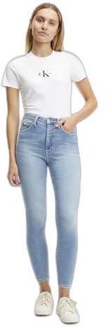 Calvin Klein Donna Jeans Super Skinny Ankle Vita Alta, Blu (Denim Light), 25W