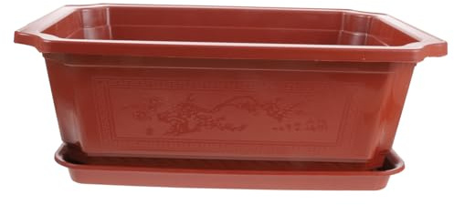 Yardwe Grand Pot De Fleurs Oval pour Bonsaï avec Plateau Pot De Jardin LéGer Et Pratique en Plastique pour Plantes Succulentes FougèRes IntéRieur Et ExtéRieur