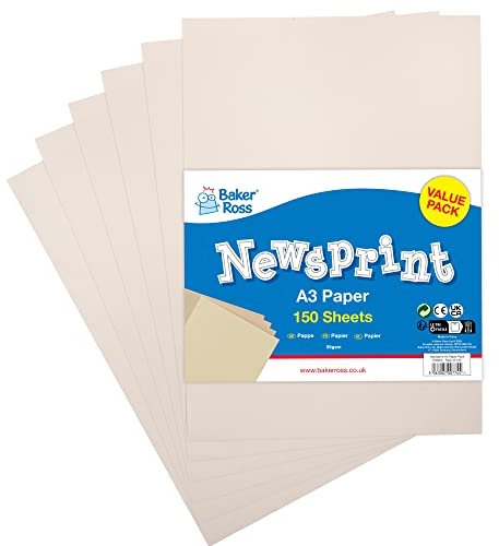 Baker Ross FX843 Confezione di carta da giornale A3 - Confezione da 150, carta per confezioni e oggetti di artigianato artistico