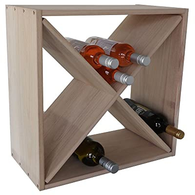 IVOL Weinregal aus Holz - Kreuz - 50 x 50 x 26 cm - Flaschenregal - Standregal