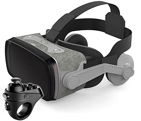 VR Brille Virtual Reality Headset für 3D VR Spiele & 3D VR Filme Einstellbare Pupillen Anti Bluelight Augenpflegesystem VR Brille mit Fernbedienungsgriff für Android & IOS Smartphones (A)