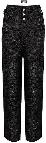 DeaAmyGline Steampunk Herren Hose - Gothic Hosen Herren Vintage Mittelalter Kleidung Renaissance Viktorianische Freizeithosen für Halloween Kostüm Karneval Piraten Theatershow Cosplay Party Hochzeit