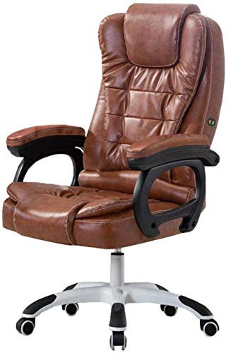 FLEAGE Spielstuhl, Computerstuhl, Bürostuhl, drehbar, ergonomisch, für Zuhause, großer Ledersessel mit fünf Sternen Fußdurchmesser, braun Dignified