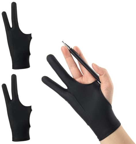 EIHI 2 Pièces Gant Dessin, Gant d'artiste pour Le Dessin Gants De Dessin Droitier Et Gaucher pour Tablette Gants Élastique Respirant Anti-Fouling Gant De Dessin Artiste pour Ados Adultes(Noir)