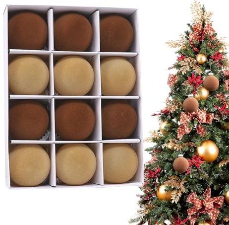 tongfeng Samt Weihnachtskugeln - Beflockt Weihnachtsbaumkugeln Set Ornamente - Dekorative Hängeornamente - Plastik Weihnachtskugeln Bunt - Weihnachtsbaumschmuck