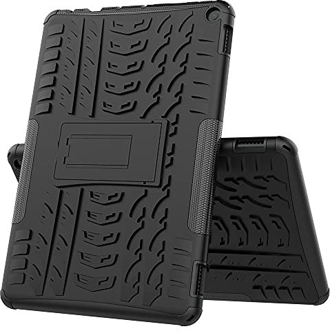 Custodia per Amazon Fire HD 10 (2021) 10.1 Cover in Silicone Misto Doppio Strato Copertura Bumper Antiurto con Staffa Posteriore Case Compatibile con Fire HD 10 (2021) 10.1 Custodia, Nero