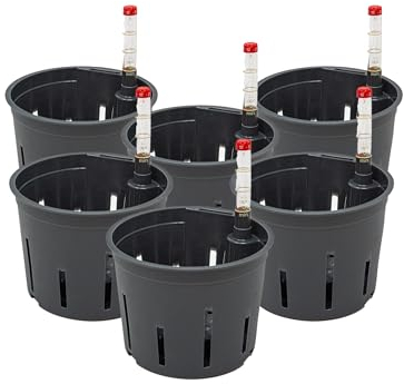 Leni Kulturtopf für Hydrokultur-Systeme Set mit Wasserstandsanzeiger | Größen zur Wahl 5-32 cm rund | Langlebiger Kunststoff (6er-Pack, Ø: 11cm | H: 9cm)