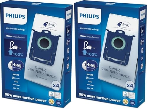 Philips Domestic Appliances FC8021/03 Einweg-Staubbeutel S-Bag Classic Long Performance - White, 4 Stück (Packung mit 2)