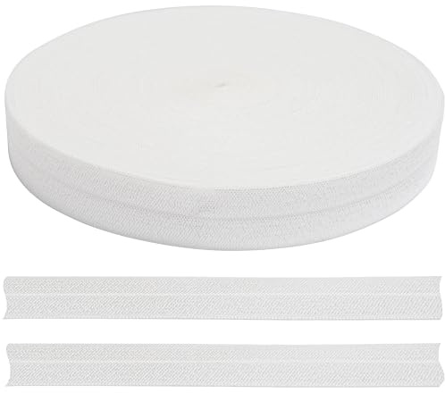 AERZETIX - C70262 - Gummiband Rolle - Schrägband 18 m - breite 20 mm - Farbe weiß - aus Polyester und elasthan - konfektion, kurzwaren, schneiderei, Kleidung, Stoff, Handwerk