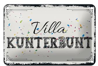 FEMER Blechschild Spruch 18x12cm Villa Kunterbunt Dekoration