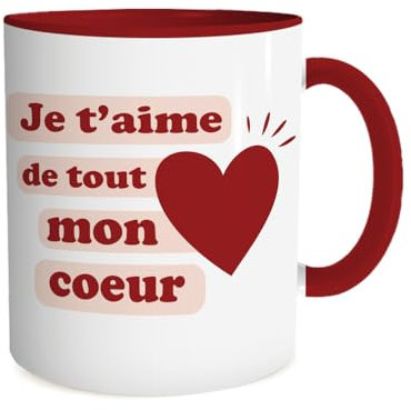 STC Mug rouge je t aime de tout mon coeur