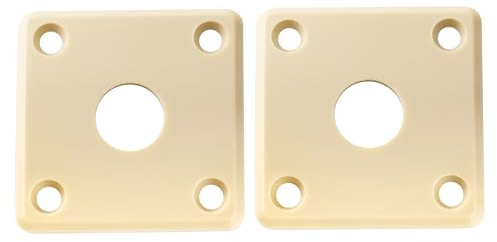 Musiclily Pro Plastic Curved Jack Plate Square Jackplates 10mm Hole for Epiphone LP SG Style Electric Guitar, Cream (Set of 2)