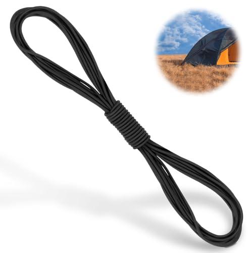 Akicderu Gummiseil, 4mm 20m Expanderseil, Vielseitige Gummikordel, Stark elastisches Gummischnur, Gummiband, Planenseil, Spannseil für DIY, Schwarz