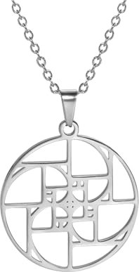Fibonacci Spirale Halskette Goldener Schnitt Halskette Goldener Schnitt Anhänger Fibonacci-Zahlen Schmuck Heilige Geometrie Mathematik Lehrer Architekt Geschenke Frauen Männer (Fibonacci Silber2)
