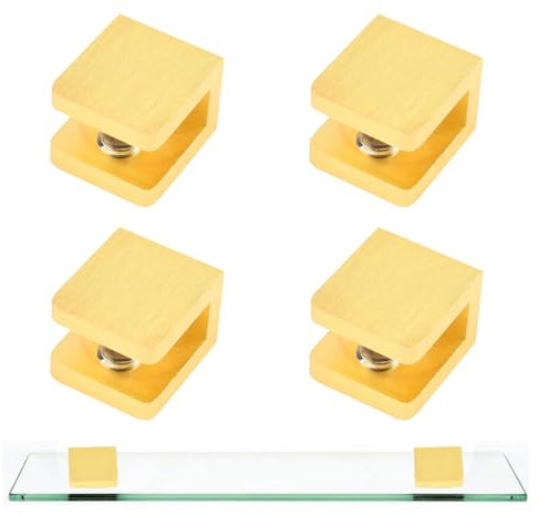 INCREWAY Lot de 4 supports d'étagère réglables en laiton massif pour étagère murale sans perçage sur verre pour verre de 5 à 8 mm d'épaisseur