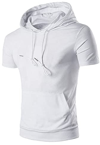 Kapuzenshirt Herren Kurzarm Kurzarm Hoodie Herren Sport Taschen T-Shirt Mit Kapuze Herren Herren Sport Tank Top Gym Hoodie Muskelshirt Herren Sport Oberteil