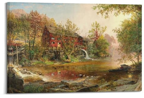 Jaspis Francis Cropsey, The Old Mill, Kunstdrucke, Vintage-Kunst, Leinwand-Wandkunst, berühmte Kunstdrucke, Poster, dekorative Malerei, Leinwand, Wandposter und Kunstdruck, moderne