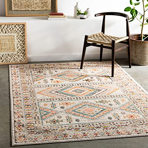 Livabliss Dublin Tapis Vintage - Tapis de Salon, Salle à Manger, Chambre, Cuisine - Boheme Chic, Design Traditionnel Oriental Ethnique, Coloré Poil Court 140x200 cm - Rose, Gris, Orange