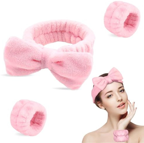 EAVUYIS Stirnband Armband Sets zum Waschen von Gesicht Make-up Stirnbänder, Spa Gesicht Haarband Handgelenk, Handgelenk Makeup, für Hautpflege, Gesichtsreinigung, Dusche