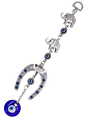 FUNOMOCYA Türkischer Elefant Anhänger Mit Blauen Augen Hufeisenform Legierung Autodekor Heimdekor