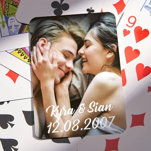 VEELU Personalisierte Pokerkarten mit Foto, Personalisiertes Deck Wasserdicht Spielkarten mit Foto, Namen und Datum, personalisierte Geschenke für Hochzeiten, Jubiläen, Partys mit Erwachsene Familie