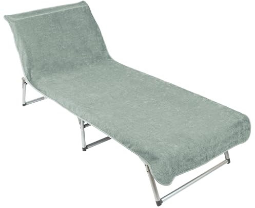 ZOLLNER Schonbezug - weiches und saugstarkes Strandtuch in 75x215 cm - waschbar bis 60°C - Baumwolle in Salbei - Fester Halt durch eingenähte Kapuze - Oeko Tex® Zertifiziert