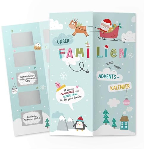 Adventskalender zum Rubbeln – 24 Weihnachtliche Challenges & Aufgaben für die ganze Familie | Kreativer Rubbel-Adventskalender