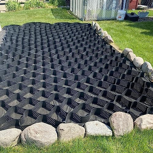 Grille de sol robuste pour gravier avec 5 cm de profondeur pour contrôle de l'érosion et stabilisation des pentes (1 x 1 m)