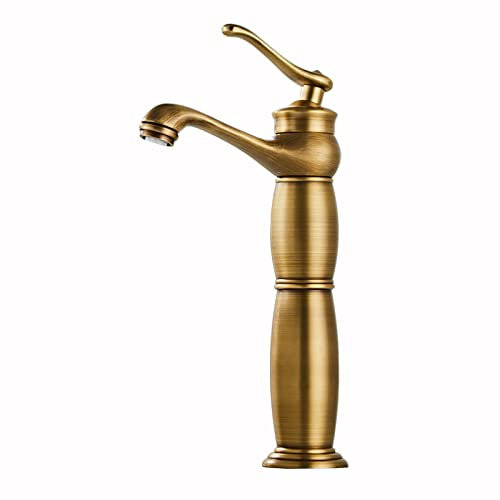 QTYQWC Wasserhahn für Waschbecken, antiker Badezimmer-Wasserhahn, Waschbecken-Wasserhahn, Badezimmer, Vintage-Einloch-Badezimmer-Wasserhahn, hoch für Waschbecken, Antik A, Haltbarkeit