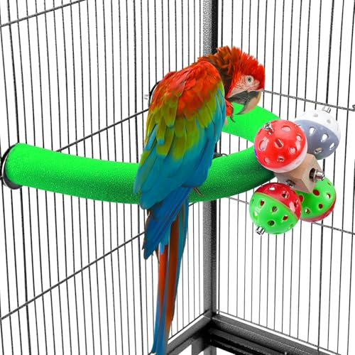 TeTupGa U Shape Parrot Perch Stand Pet Toy Bird Platform Sand Paw Grinding Clean Stick Cage Exercise Conure Budgie Cockatiel Accessories (Green Rotate)