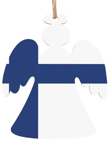 Finnische Flagge Druck Urlaub Hängende Ornamente Niedliche Holzdekorationen Ornamente für Weihnachtsbaum Dekor