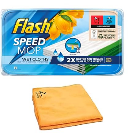Flash Speed Mop Refills Wipes 24 Wet Cloth Wipes Lemon Scent With Microfiber Cloth Floor Cleaner Mop, Lemon Anti-Bac Household Wet & Dry Hygiene Mops