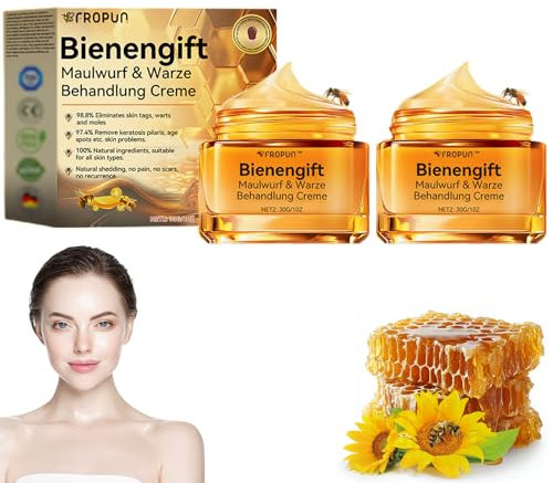 FROPUN Bienengift Warzen & Muttermalentfernung Creme, Fropun Bienengift Creme, Bienengift Waulwurf & Warzen Behandlung Creme, Fropun Reparaturcreme Mit Bienengift (2)