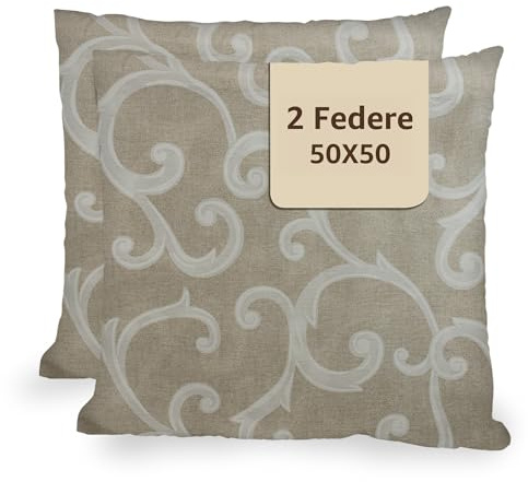 Sonit Kissenbezüge für Sofa, 50 x 50 cm, dekorative Sofakissen mit verdecktem Reißverschluss, Kissenbezüge 50 x 50 cm, hergestellt in Italien, 2 Stück, Beige