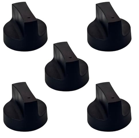 Aprilsunnyzone 5pcs Gas Stove Knobs, 50mm Diameter BBQ Grill Control Knobs for Outdoor Cooking, Plastic Replacement Parts(Black)