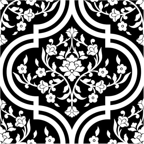 ICYEHAO Black and White Self Adhesive Wallpaper,44 x 1000 cm Black White Floral Wallpaper Self Adhesive Furniture Wrap for Living Room,Bedroom,Bathroom,Cabinets