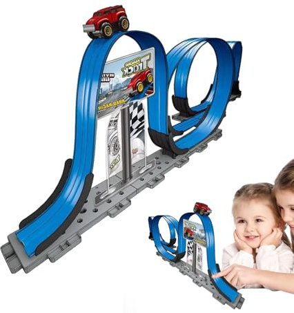 Bavokon Slotcar Rennstrecken Spielset - Flexibles Magnetisches Fahrzeugspiel,Magnet Rennbahn | Für Kinder Mädchen Klassenbelohnungen Party Weihnachtsbeutelfüller Geschenk