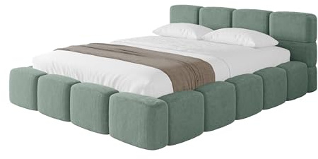 ALTDECOR Polsterbett mit Bettkasten und Lattenrost, Bett mit Matratze H3/H4, Kopfteil, Boxbett, Doppelbett mit Stauraum - NATA-v1 180x200 Grün
