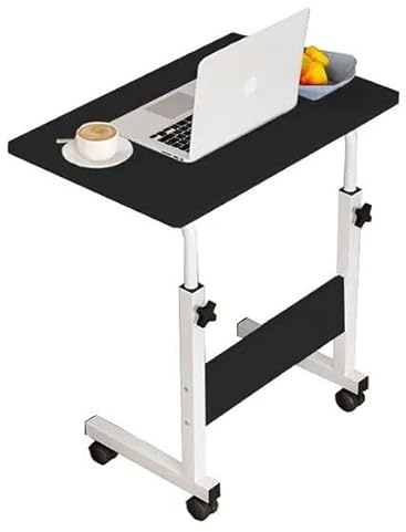 Zanbeel Laptop Table On Wheels Portable Desk Workstation Height Adjustable Tray On Wheels Tray Table Stand Multi-Use Home Desk For Elderly Over Bed Sofa Over Bed Table (Black New)