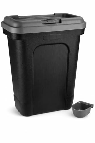 raxter Pet Food Storage Container, 30L/15kg, Flip Top Lock with Airtight Seal, Includes Scoop, for Dog Food, Cat Food and Treats (Dark Grey)