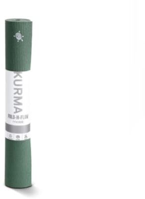 Fold-N-Flow Reise Yogamatte von Kurma, L 185 cm x B 60 cm, 2,9 mm, PVC, Moss (Grün)