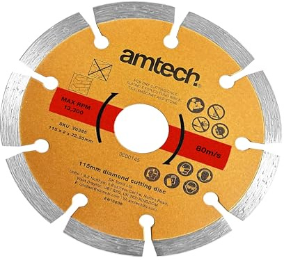Amtech 115mm Sintered Diamond Cutting Disc for Brick, Tile & Masonry