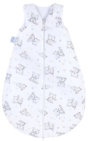 Julius Zöllner Baby Sommerschlafsack aus 100% Baumwolle, Größe 90 | 12 - 24 Monate, Standard 100 by OEKO-TEX, made in Germany, Häschen und Eule