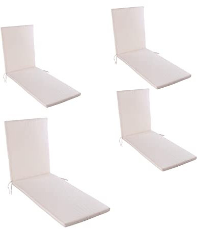 Pack 4 Cojines para Tumbona de Exterior Color Beige, Medidas 196x60x5 cm, Repelente al Agua, Desenfundable, Funda de cojín con Relleno, Cojines Tumbona de jardín, Almohadones Tumbona de Piscina