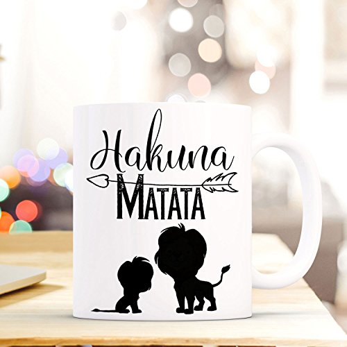 ilka parey wandtattoo-welt Tasse Becher Kaffeebecher mit Löwen & Spruch Hakuna Matata Kaffeebecher Geschenk ts677