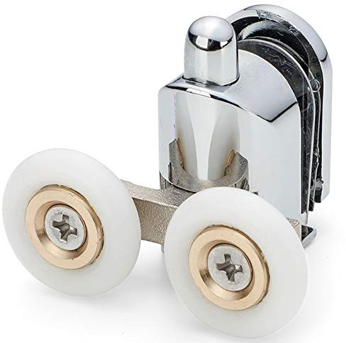Shower Part Twin/Double Bottom Shower Door Roller/Wheel/Runner, Diameter 23mm, Thickness 6mm, Chromed Plastic Cover, Replacement Parts, 1x R4