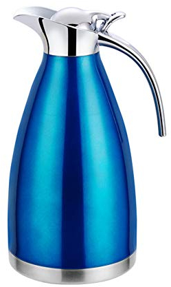 Stainless Steel Double Walled Vacuum Insulated Jug Tea Water Coffee Jug/Insulation Pot/Cafetiere Jug/Water Pitcher with Lid Handle,Blue,2 L （Not Insulated）