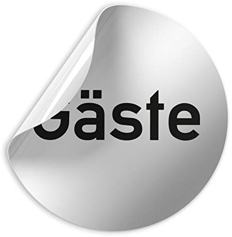 Kinekt3d Leitsysteme Folienschild Schild - Gäste Schrift - D = 100 mm PVC Silber - Robuste Kratzfeste Folie - UV beständig - Perfekt für Glastüren und alle glatten Flächen