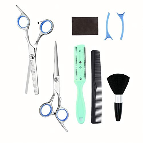 JZK 1x professionelles Haarschneidescheren-Set, 9-teiliges Friseur-Scheren Set, Friseur-Salon-Friseur Schere und Kamm, Friseur-Ausdünnung Scheren-Set mit Kamm und Clips, für Salon, Heimgebrauch