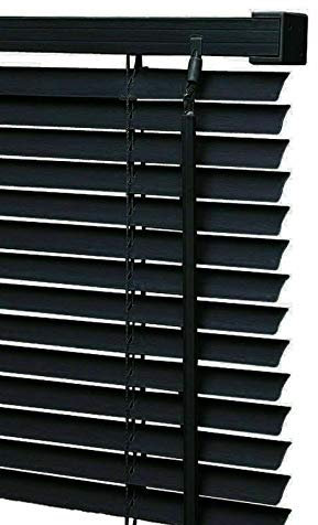 HOMION PVC Venetian Blind Blinds Easy Fit Curtains Trimmable Fittings Windows Treatment Shutters Twist Open Close (Black, 60x150)